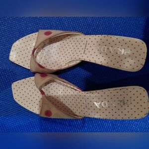 Prada Women's Polka Dot Sandals - Tan and Red